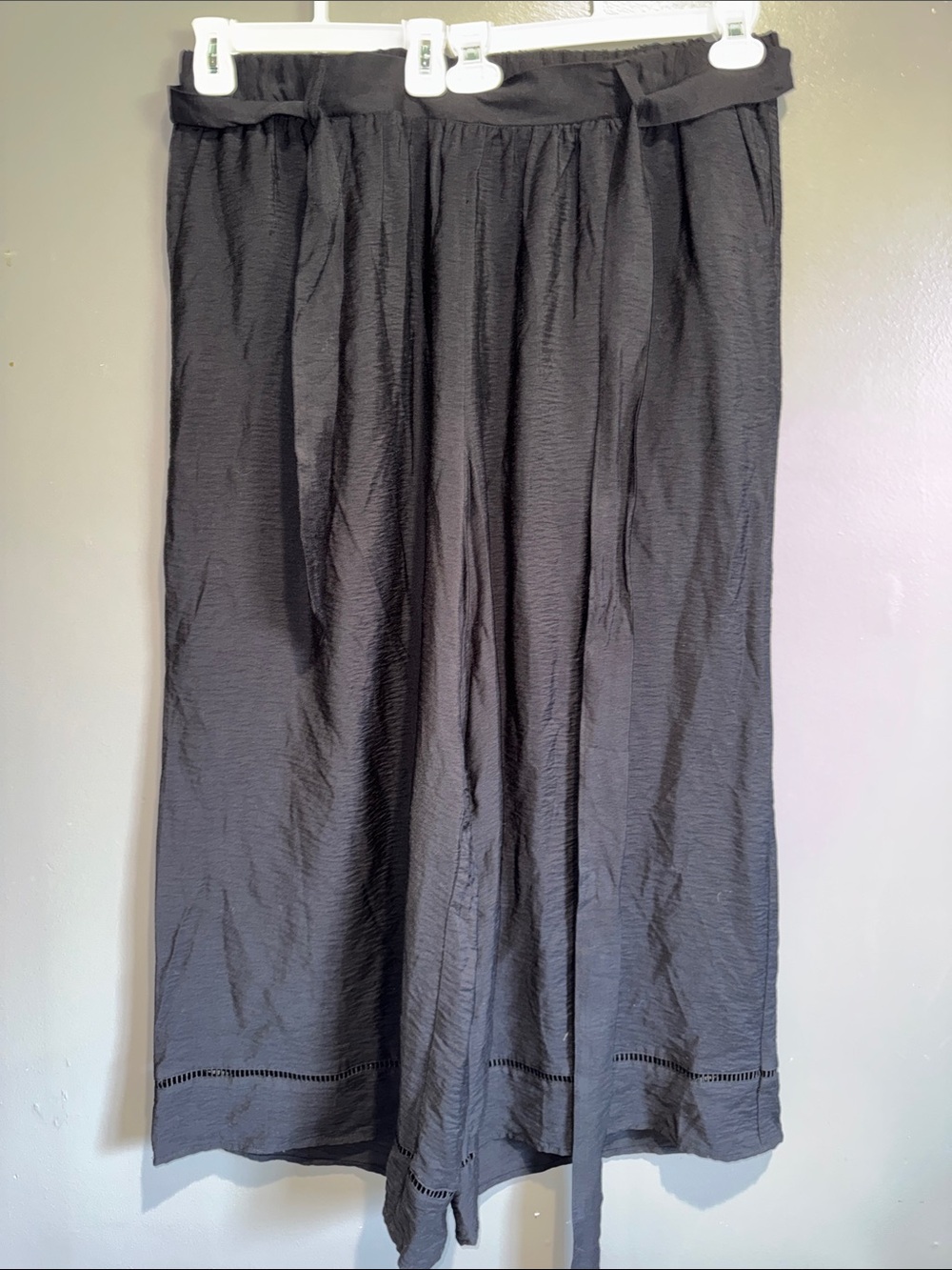 Ava & Viv Black Wide-Leg Drawstring Kids Bottoms